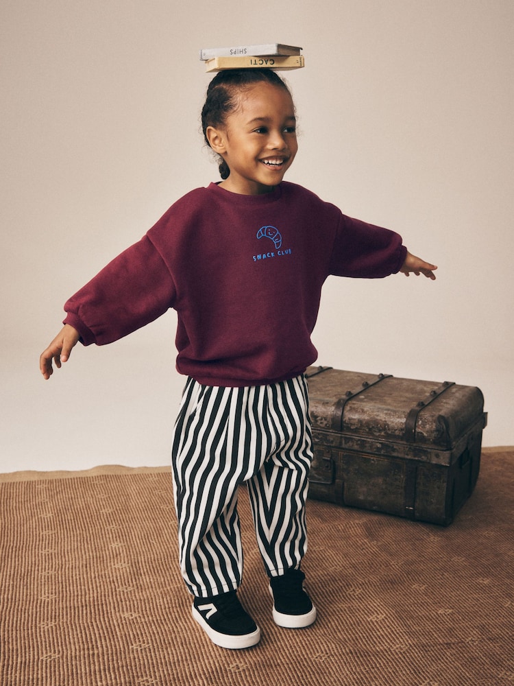 Black/White Stripe Pull On Barrel Trousers (3mths-7yrs) - Image 2 of 4