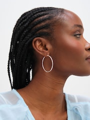 Inicio Silver Tone Large Textured Hoops - Gift Pouch - Image 2 of 3