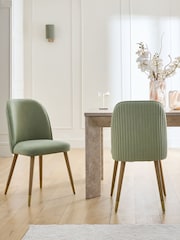 Set of 2 Relaxed Linen Look Light Green/Wood Leg Valencia Upholstered Dining Chairs - Image 1 of 9