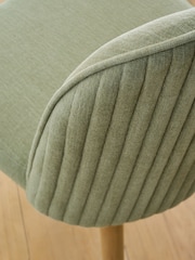 Set of 2 Relaxed Linen Look Light Green/Wood Leg Valencia Upholstered Dining Chairs - Image 2 of 9