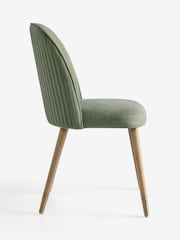 Set of 2 Relaxed Linen Look Light Green/Wood Leg Valencia Upholstered Dining Chairs - Image 7 of 9