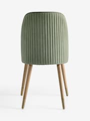Set of 2 Relaxed Linen Look Light Green/Wood Leg Valencia Upholstered Dining Chairs - Image 8 of 9