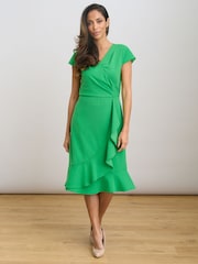 Gina Bacconi Ruffle Hem Crepe Dress - Imaginea 3 din 6