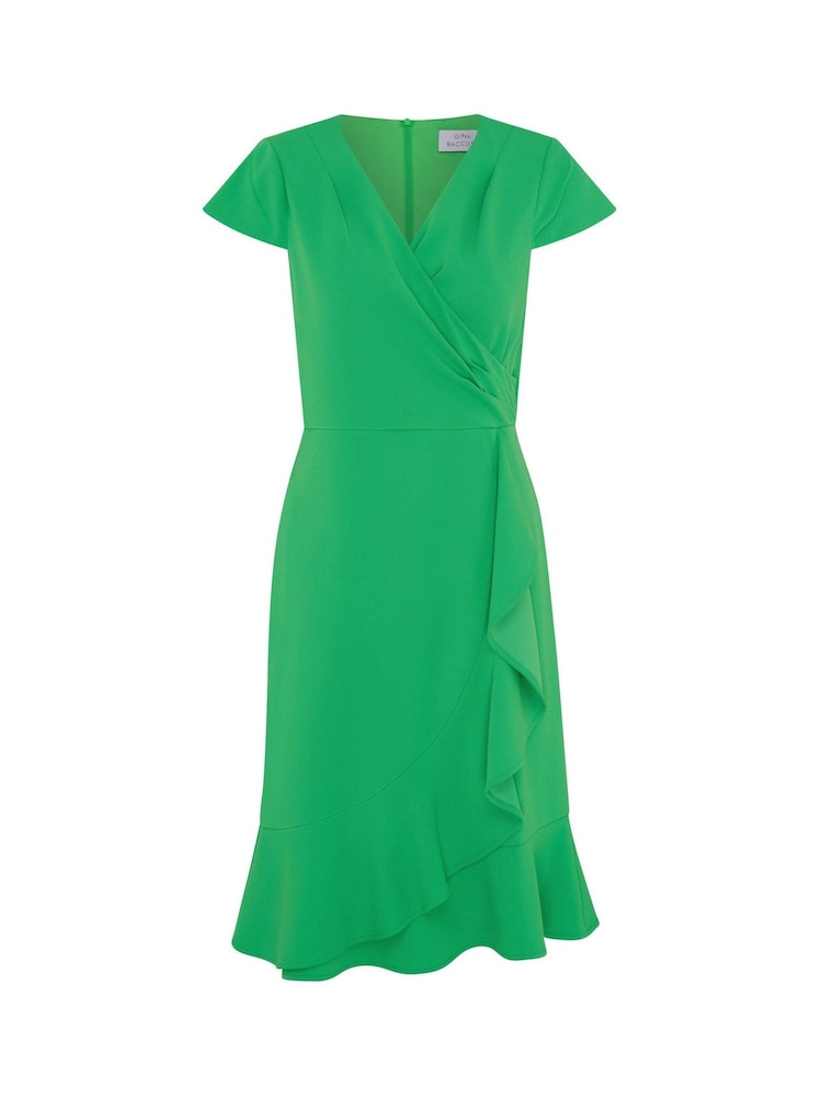 Gina Bacconi Ruffle Hem Crepe Dress - Imaginea 6 din 6