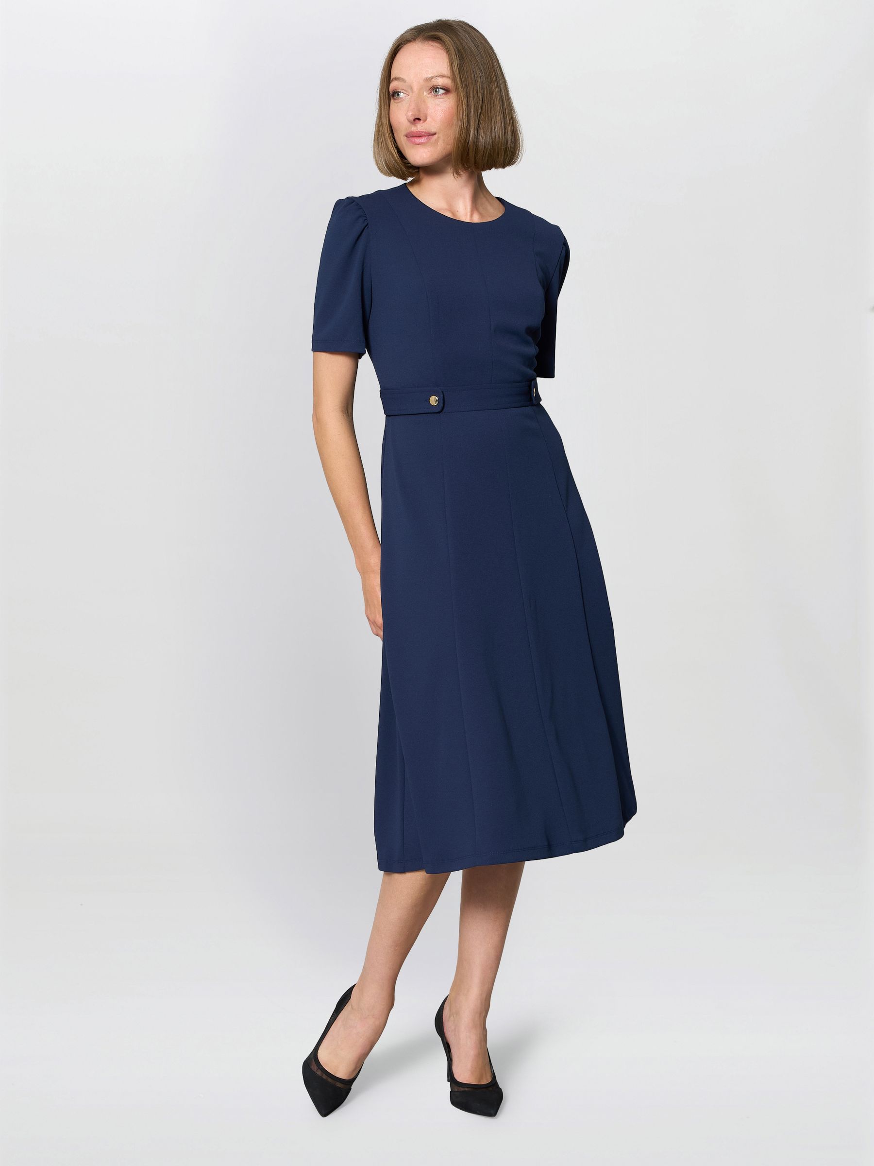 Buy Gina Bacconi Navy Blue Mel Fit and Flare Midi Dress from the
