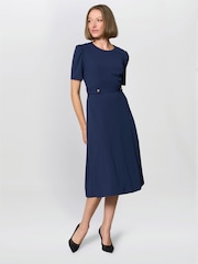 Gina Bacconi Blue Mel Printed Sleeveless Midi Dress - Image 1 of 5