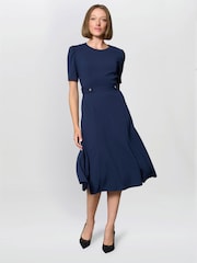 Gina Bacconi Blue Mel Printed Sleeveless Midi Dress - Image 3 of 5