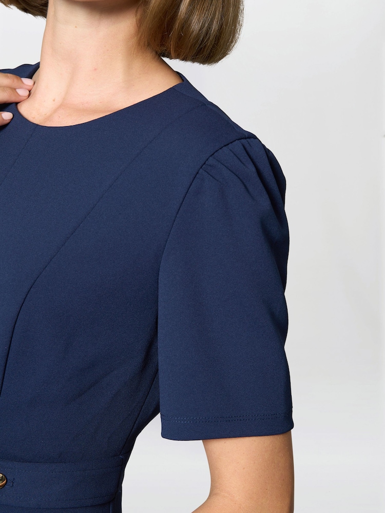 Gina Bacconi Blue Mel Printed Sleeveless Midi Dress - Image 5 of 5