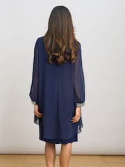 Gina Bacconi Blue Lexie Embellished Sleeves Dress - Image 2 of 7