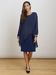 Gina Bacconi Blue Lexie Embellished Sleeves Dress - Image 3 of 7
