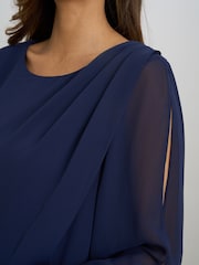 Gina Bacconi Blue Lexie Embellished Sleeves Dress - Image 6 of 7