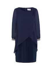 Gina Bacconi Blue Lexie Embellished Sleeves Dress - Image 7 of 7