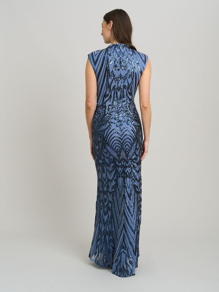 Gina Bacconi Blue Felice Sequin Embellished Maxi Dress - Image 2 of 4