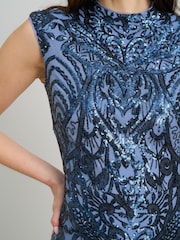 Gina Bacconi Blue Felice Sequin Embellished Maxi Dress - Image 4 of 4