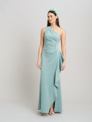 Gina Bacconi Green Darby One Shoulder Frill Dress - Image 1 of 6