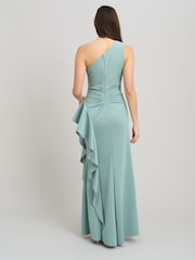 Gina Bacconi Green Darby One Shoulder Frill Dress - Image 2 of 6