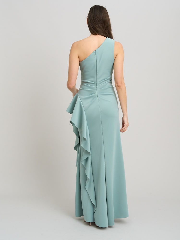 Gina Bacconi Green Darby One Shoulder Frill Dress - Image 2 of 6