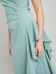Gina Bacconi Green Darby One Shoulder Frill Dress - Image 4 of 6
