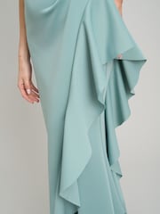 Gina Bacconi Green Darby One Shoulder Frill Dress - Image 5 of 6