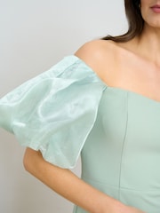 Gina Bacconi Green Indigo Puff Sleeve Maxi Dress - Image 4 of 8