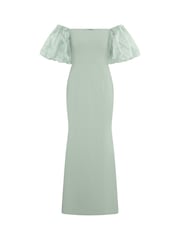 Gina Bacconi Green Indigo Puff Sleeve Maxi Dress - Image 8 of 8
