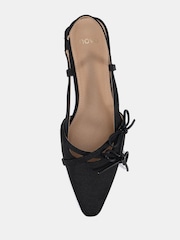 Novo Black Wide Fit Fleur Point Bow Slingback Flat Shoes - Image 6 of 6