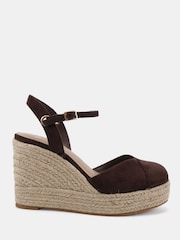 Novo Brown Wide Fit Brielle Closed Toe Platform Espadrille Sandals - Image 2 of 6