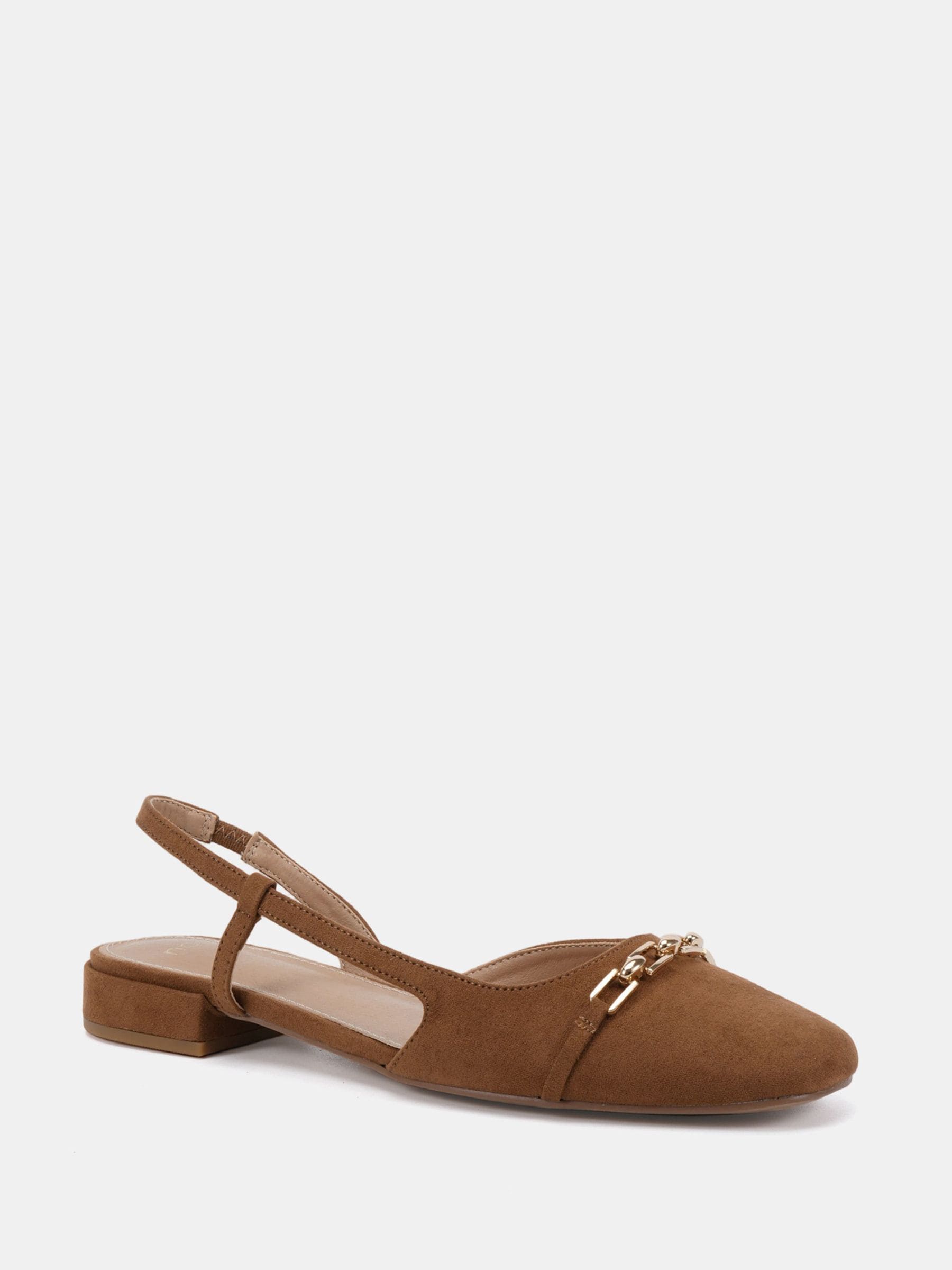 Buy Novo Tan Brown Wide Fit Fizz Chain Detail Slingback Flat Shoes