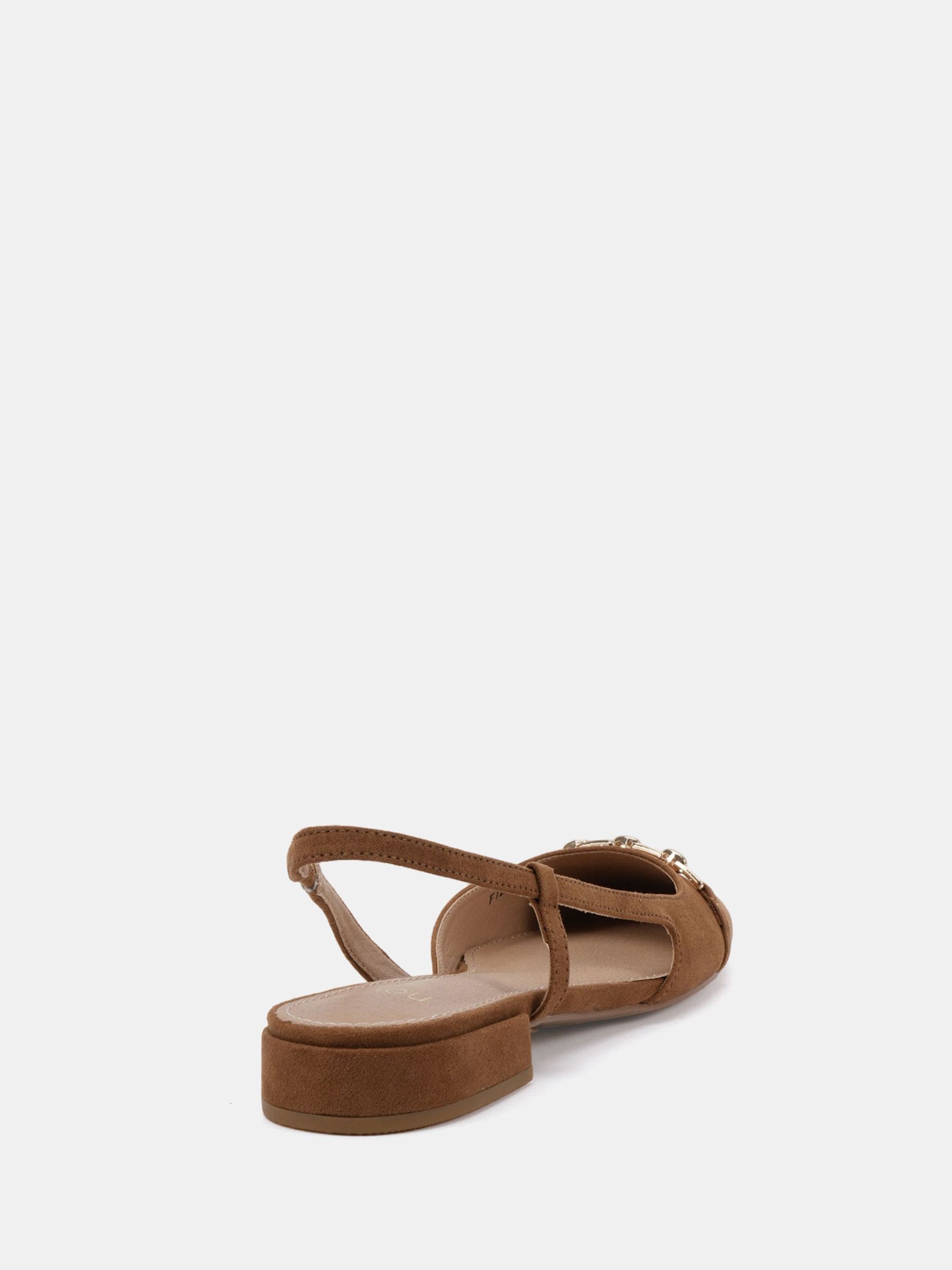 Buy Novo Tan Brown Wide Fit Fizz Chain Detail Slingback Flat Shoes