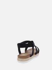 Novo Black Wide Fit Tamara Elastic Cross Front Espadrille Flat Sandals - Image 4 of 6