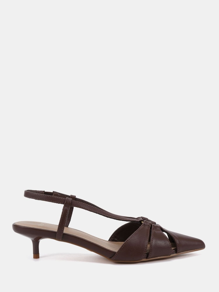 Novo Brown Hally Ring Detail Low Point Slingback Courts - Image 2 of 6 Novo Brown Hally Ring Detail Low Point Slingback Courts - Image 2 of 6