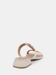 Novo White Standard Fit Trinity Hardware Stone Detail Mule Flat Sandals - Image 4 of 6