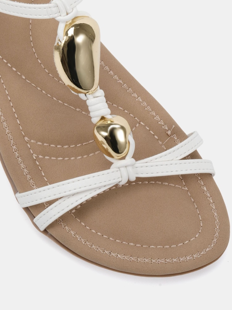 Blanc - Novo Tabby Hardware Detail Padded Footbed Sandals - Image 6 de 6