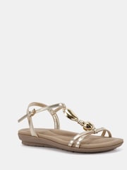 Novo Gold Tabby Hardware Detail Padded Footbed Sandals - Image 3 of 6
