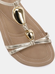Novo Gold Tabby Hardware Detail Padded Footbed Sandals - Image 6 of 6