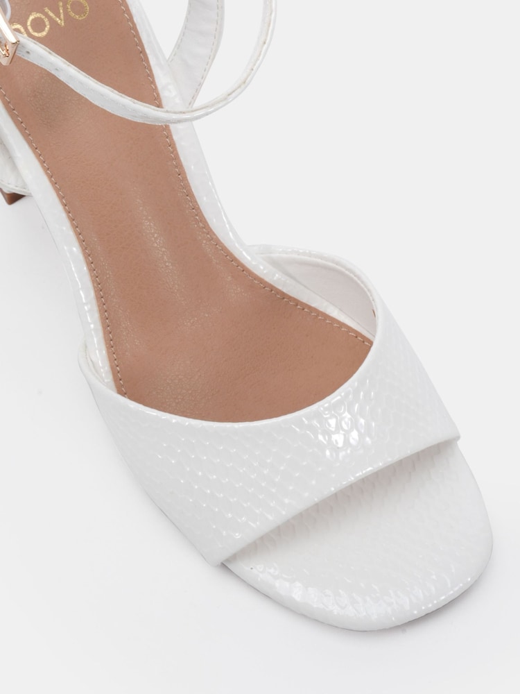 Novo White Wide Fit Lydia Block Heel Ankle Strap Sandals - Image 6 of 6