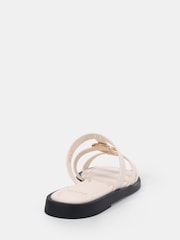 Novo White Wide Fit Talia Ring Hardware Detail Strappy Mule Sandals - Image 4 of 6