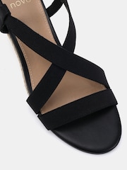 Novo Black Wide Fit Brody Elastic Cross Front Low Wedge Sandals - Image 5 of 6