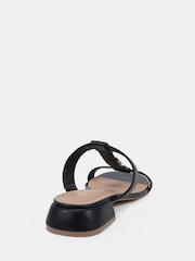 Novo Black Wide Fit Trinity Hardware Stone Detail Mule Flat Sandals - Image 4 of 5