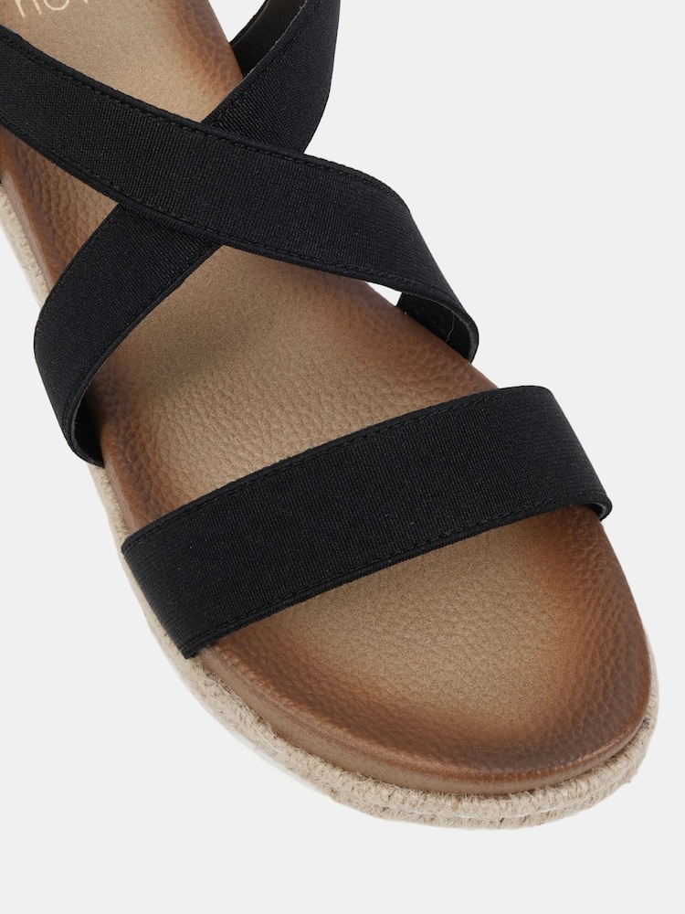 Novo Black Standard Fit Tamara Elastic Cross Front Espadrille Flat Sandals - Image 6 of 6