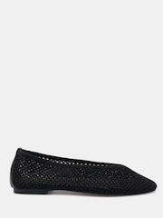 Novo Black Wide Fit Fame Woven Flat Ballerina Shoes - Image 2 of 6