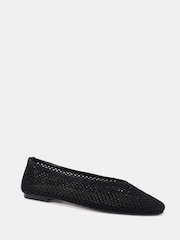 Novo Black Wide Fit Fame Woven Flat Ballerina Shoes - Image 3 of 6
