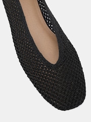 Novo Black Wide Fit Fame Woven Flat Ballerina Shoes - Image 5 of 6