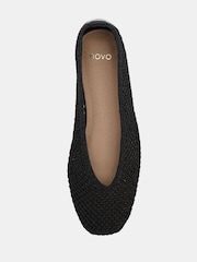 Novo Black Wide Fit Fame Woven Flat Ballerina Shoes - Image 6 of 6