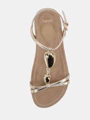 Novo Wide Fit Tabby Hardware Detail Padded Footbed Sandals - Image 5 of 6