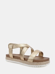 Novo Gold Standard Fit Tamara Elastic Cross Front Espadrille Flat Sandals - Image 3 of 6