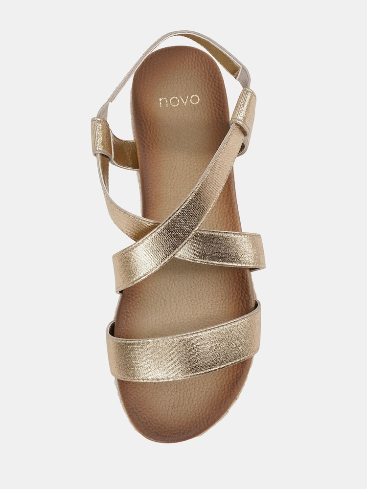 Novo Gold Standard Fit Tamara Elastic Cross Front Espadrille Flat Sandals - Image 6 of 6 Novo Gold Standard Fit Tamara Elastic Cross Front Espadrille Flat Sandals - Image 6 of 6