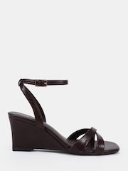 Novo Brown Standard Fit Bexley Cross Front Ankle Strap Wedge Sandals - Image 2 of 6