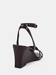 Novo Brown Standard Fit Bexley Cross Front Ankle Strap Wedge Sandals - Image 4 of 6