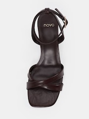 Novo Brown Standard Fit Bexley Cross Front Ankle Strap Wedge Sandals - Image 6 of 6